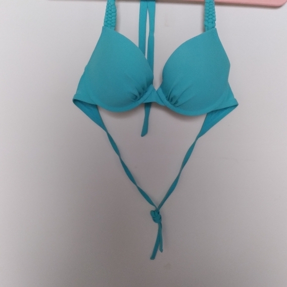 Aerie Teal Bridget Push Up Braid Detail Bikini Top Size 34C - Picture 2 of 11